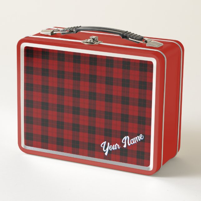 PERSONALISIERTES KARIERTES TARTAN-PATTER METALL BROTDOSE (Vorderseite)