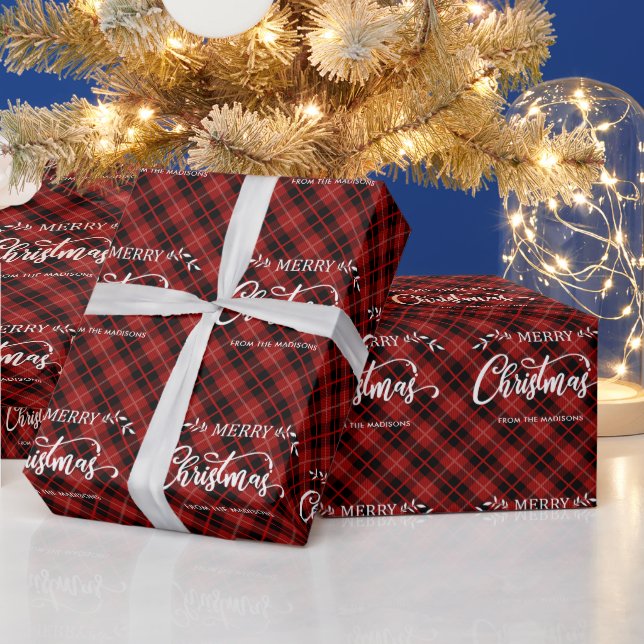 Personalisiertes Kariertes Wrackpapier Geschenkpapier (Feiertage)