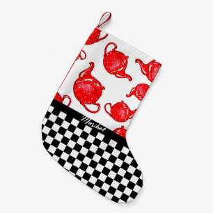 Personalisiertes Karton mit Whimsical Red Teapots Kleiner Weihnachtsstrumpf