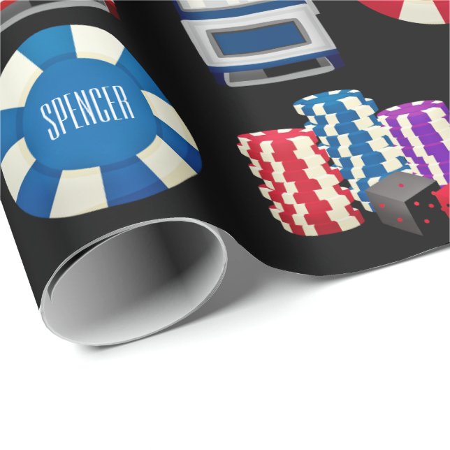 Personalisiertes Kasino Geschenkpapier (Rolleneckpunkt)