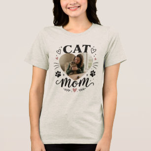Personalisiertes Katze-Mama-Foto-T-Shirt Tri-Blend Shirt