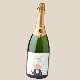 Personalisiertes 'Katze Prost auf 2027 Neujahr'