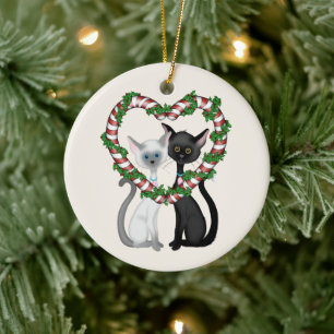Personalisiertes Katzen Coupe Erster Weihnachtsurl Keramik Ornament
