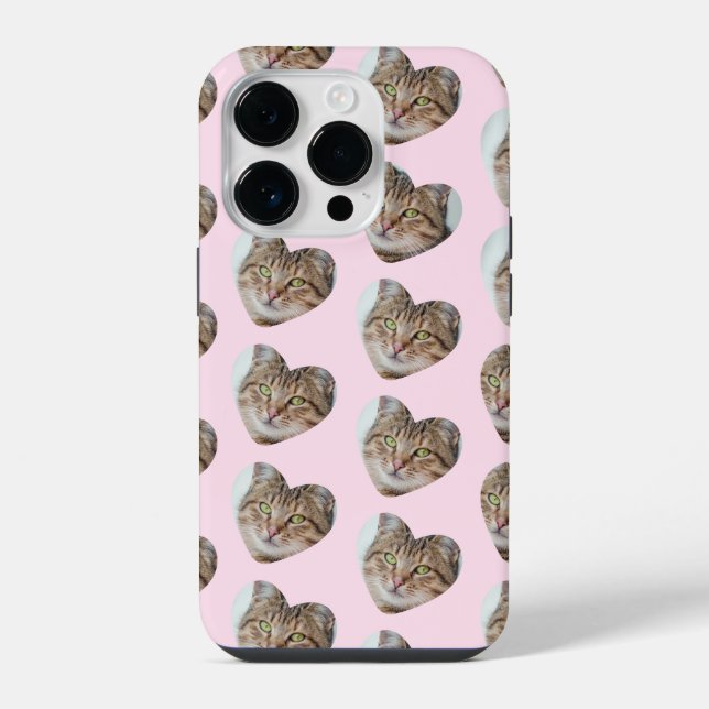 Personalisiertes Katzen- oder Hundeherz-Fotodesign iPhone 14 Pro Hülle (Rückseite)
