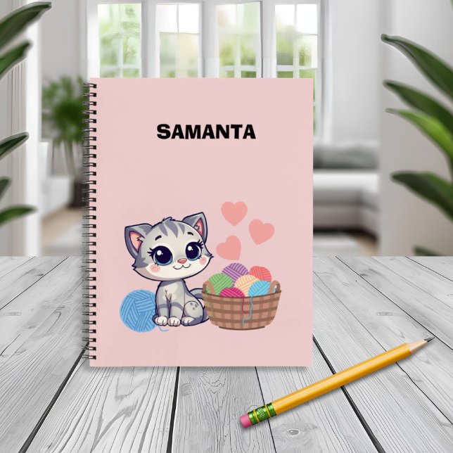 Personalisiertes Katzenbaby-Garn Deluxe-Spiralnoti Notizbuch (Von Creator hochgeladen)