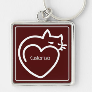 Personalisiertes Katzenliebe-Weiß-Logo  Schlüsselanhänger