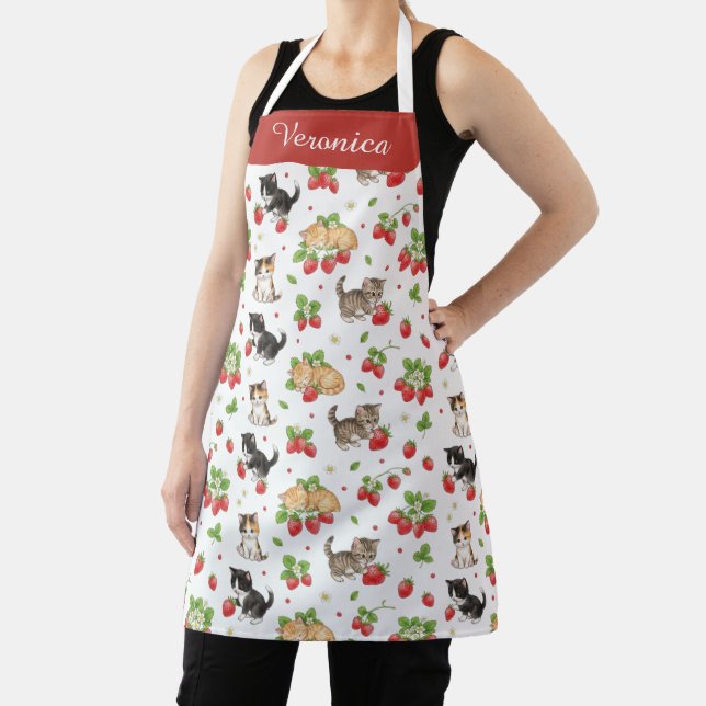Personalisiertes Katzenmutter-Erdbeer-Kätzchen-Küc Schürze (InSitu)