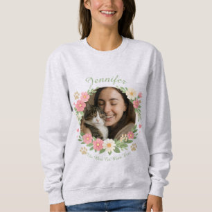Personalisiertes Katzenmutter-Foto-Blumen-Sweatshi Sweatshirt