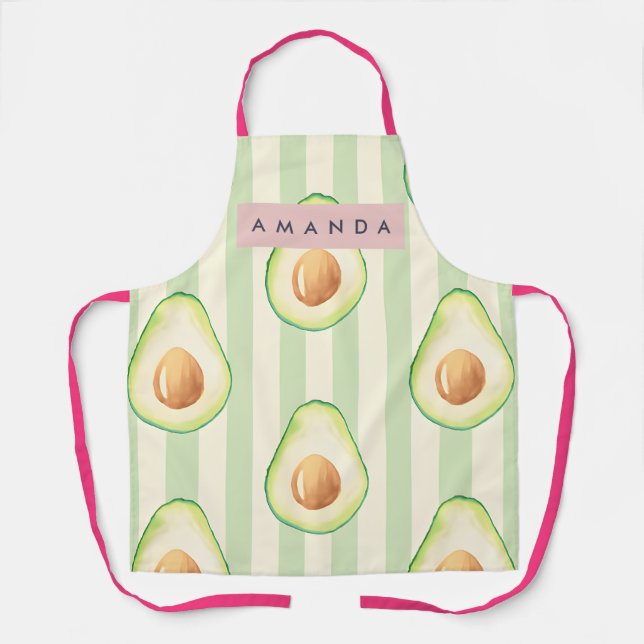 Personalisiertes Kawaii Avocado-Muster Schürze (Vorderseite)