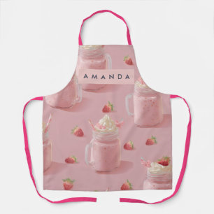 Personalisiertes Kawaii-Erdbeermilchshake-Muster A Schürze