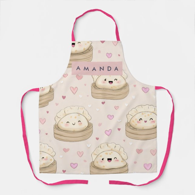 Personalisiertes Kawaii Pastell-Dumpling-Muster Schürze (Vorderseite)