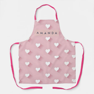 Personalisiertes Kawaii Rosa Herz Schürze