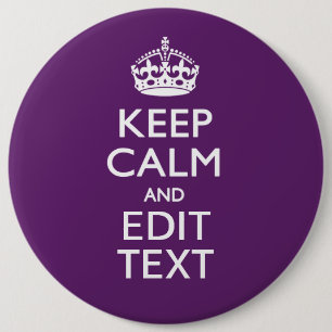 Personalisiertes KEEP CALM AND Ihr Text auf Lila Button