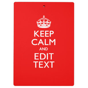 Personalisiertes Keep Calm And Your Text Rot Class Klemmbrett