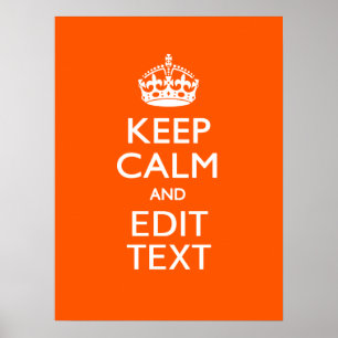 Personalisiertes KEEP CALM Dein Text Orange Dekor Poster