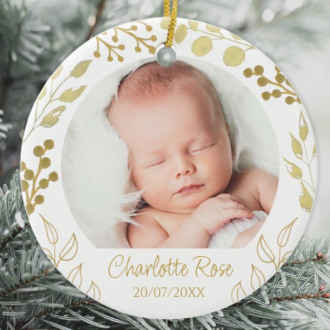 Personalisiertes Keepake Baby Weihnachtsjause Foto Keramik Ornament (Von Creator hochgeladen)
