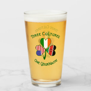 Personalisiertes Kenia Irland USA Shamrock Glas