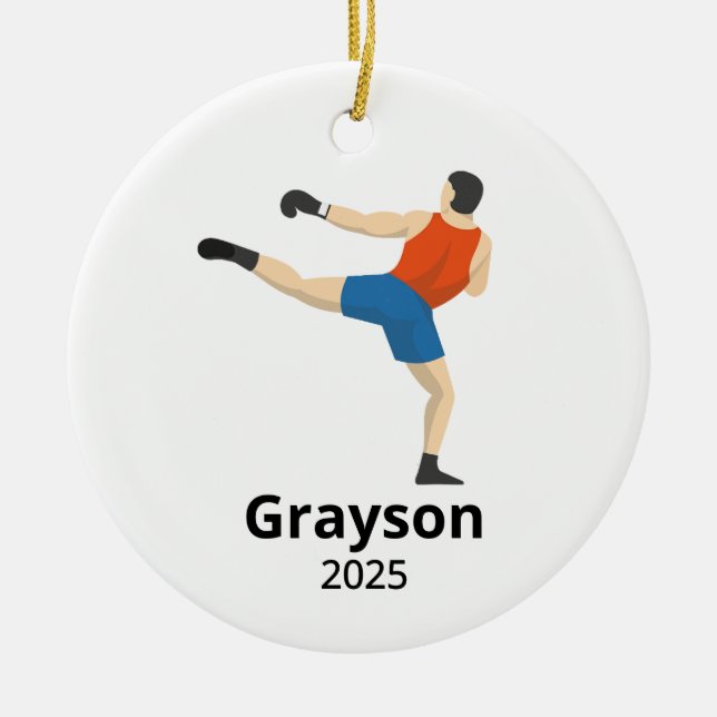 Personalisiertes Kickboxing Weihnachten Keramik Or Keramik Ornament (Vorne)