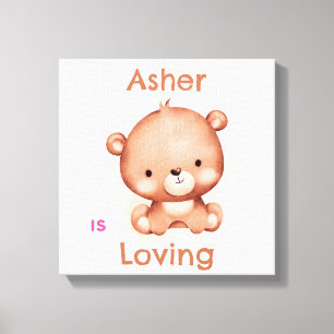 Personalisiertes Kind Affirmation Brown Bär Kinder Leinwanddruck