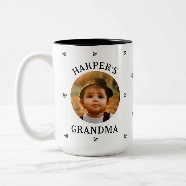 Personalisiertes Kind Foto Beste Oma je Zweifarbige Tasse (Links)