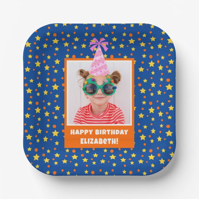 Personalisiertes Kind Foto glücklich Geburtstag mi Pappteller (Vorderseite)
