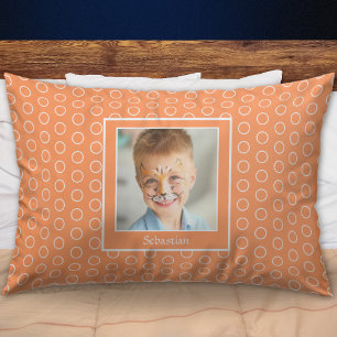 Personalisiertes Kinderfoto Orange Kissenbezug
