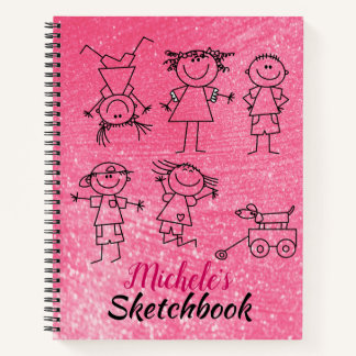 Personalisiertes Kinderskizzenbuch Funkelnd Pink Notizbuch
