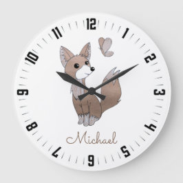 Personalisiertes Kinderzimmer aus Holz Große Wanduhr