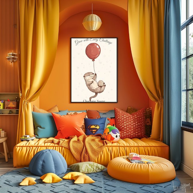 Personalisiertes Kinderzimmer Kunst - Otter mit Ro Poster (Von Creator hochgeladen)