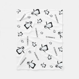 Personalisiertes Kinderzimmer Schwarzweißpinguin Fleecedecke