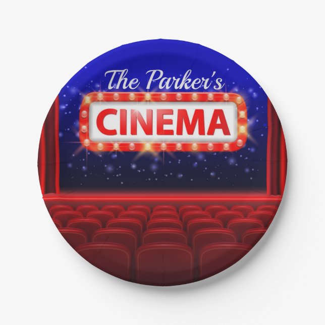 Personalisiertes Kino Kino Familienzimmer Pappteller (Vorderseite)