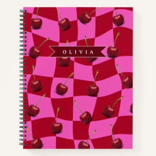 Personalisiertes Kirsch-Gingham Retro Individuelle Notizbuch