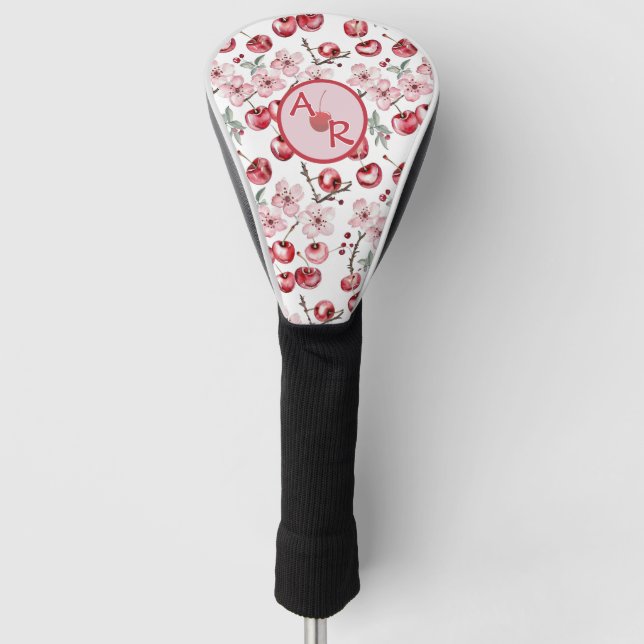 Personalisiertes Kirschblossom und Monogramm Golf Headcover (Vorderseite)