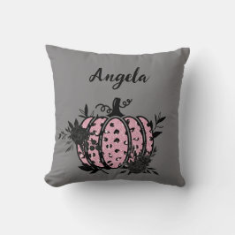 Personalisiertes Kissen, Rosa und Schwarzer Kürbis Kissen