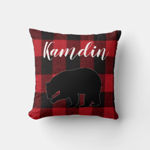 Personalisiertes Kissen Rotes Buffalo Karierter Bä