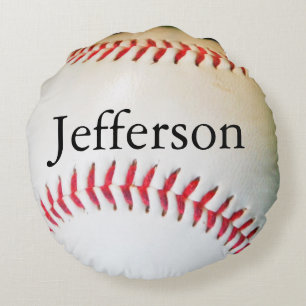 Personalisiertes Kissen Weiß Baseball rote Sticker
