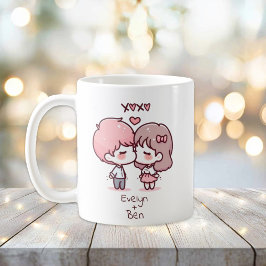 Personalisiertes Kissing-Paar im Chibi-Stil Kaffeetasse