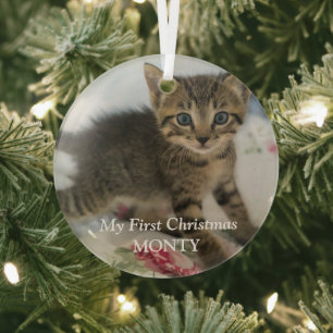 Personalisiertes Kitten-Foto Katze Erstes Weihnach Ornament Aus Glas