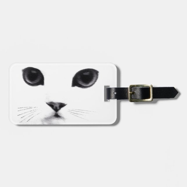 Personalisiertes Kitty-Katzen-Gesicht Gepäckanhänger (Vorderseite horizontal)