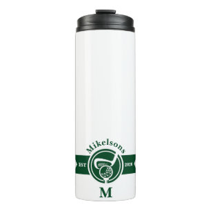 Personalisiertes klassisches grünes Golf-Monogramm Thermosbecher