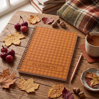 Personalisiertes Klassisches Kürbis Herbst Gingham Notizblock