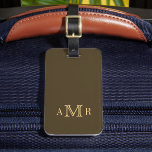 Personalisiertes Klassisches Monogramm Braun Gepäckanhänger