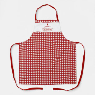 Personalisiertes klassisches rotes Gingham-Weihnac Schürze
