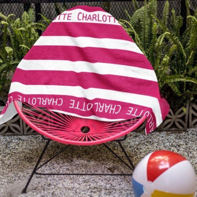 Personalisiertes klassisches Strandhandtuch | Rosa (Von Creator hochgeladen)