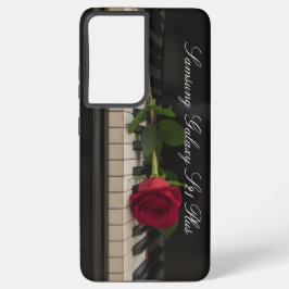 Personalisiertes Klavier mit einer roten Rose - ro Samsung Galaxy Hülle