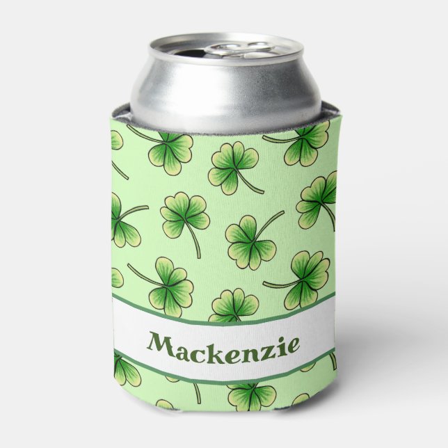 Personalisiertes Kleeblatt Light Green St Patrick' Dosenkühler (Kanne Vorderseite)