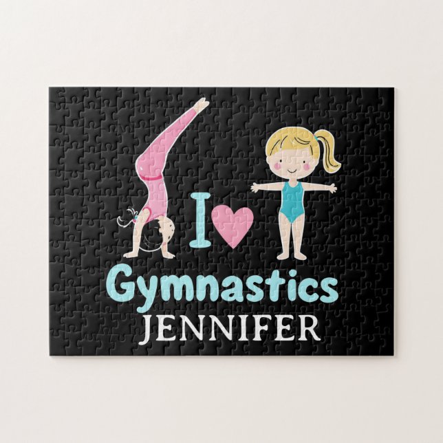 Personalisiertes Kleines GymnastGirl, I Liebe Gymn (Horizontal)