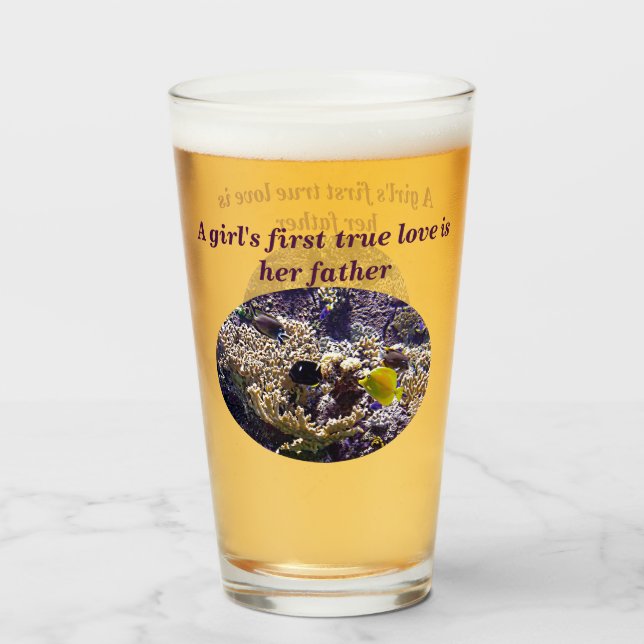 Personalisiertes Korallenbierglas für den Vater Glas (Vorne (Gefüllt))