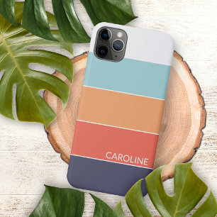 Personalisiertes Korallenorange Dunkelblau Grün St Case-Mate iPhone Hülle