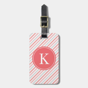 Personalisiertes korallenrotes rosa graues gepäckanhänger